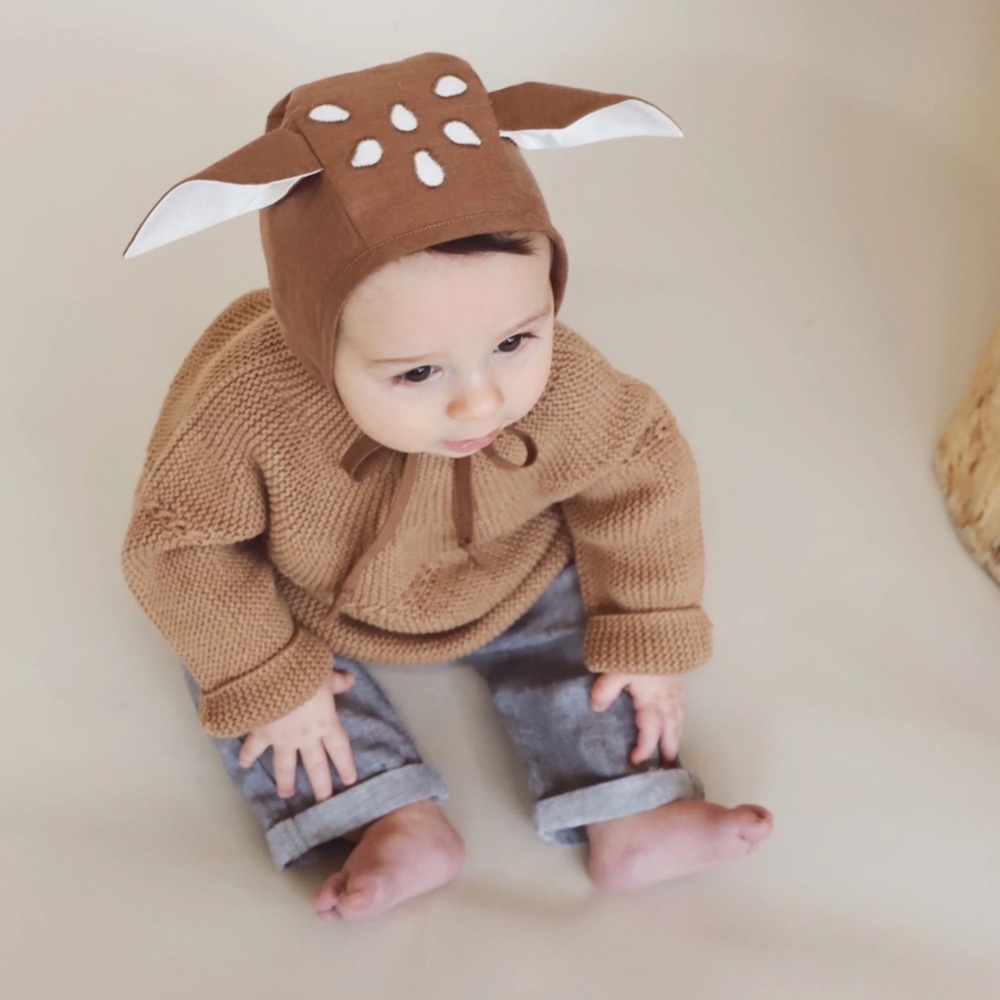 Briar Baby linen silk lined fawn bonnet 3-6 months